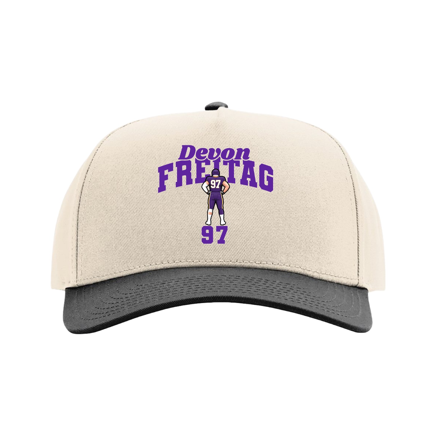 Full Fabric Five-Panel Champ Cap — Signature Arch in Cream/Black