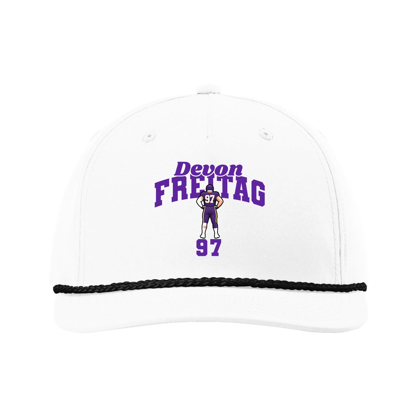 Five-Panel Classic Rope Cap — Signature Arch in White