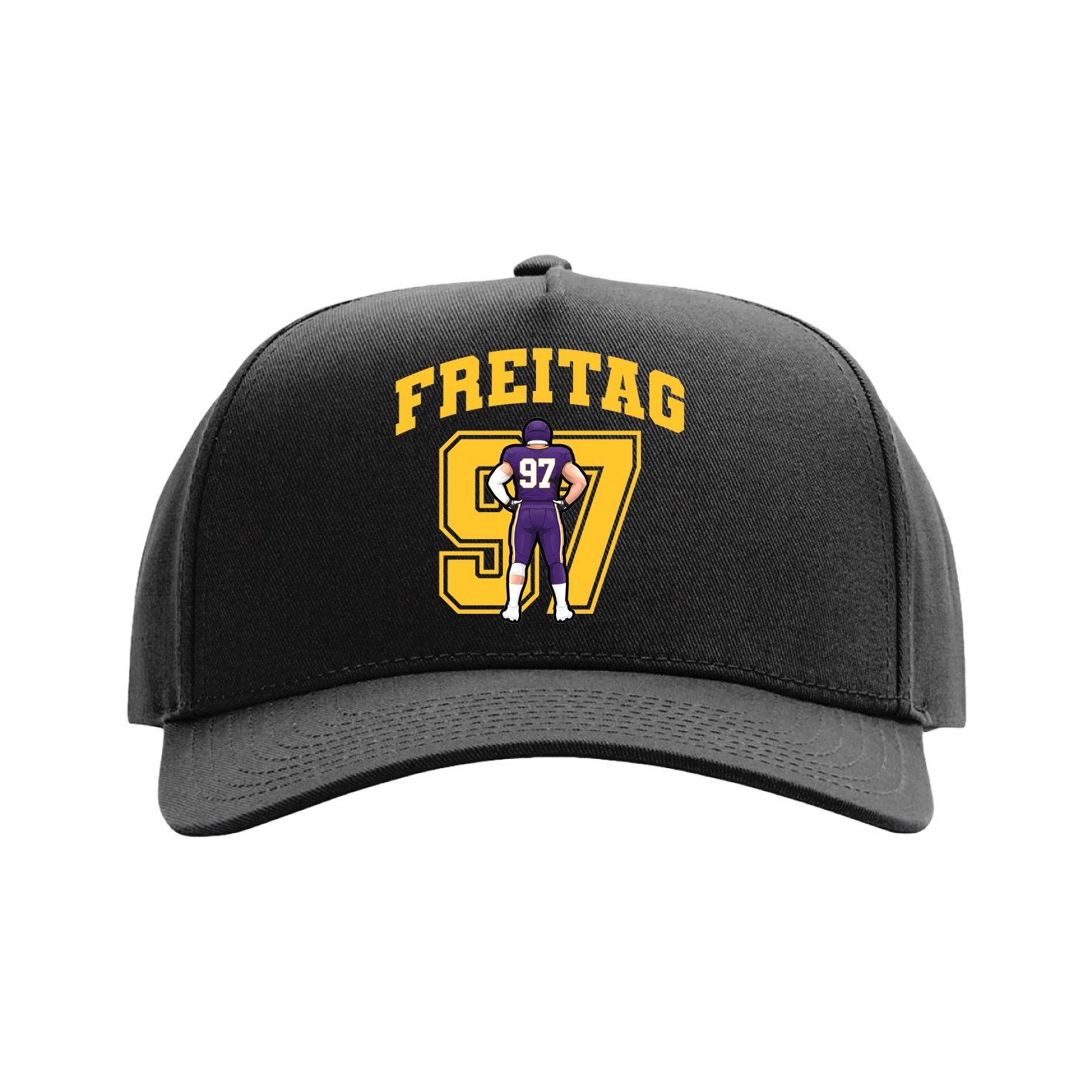 Full Fabric Five-Panel Champ Cap — Number in Black