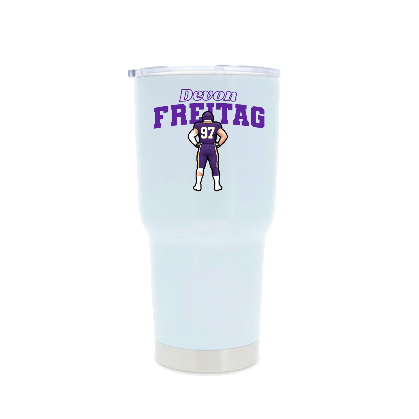 30oz Stainless Steel Tumbler — Name Arch in White