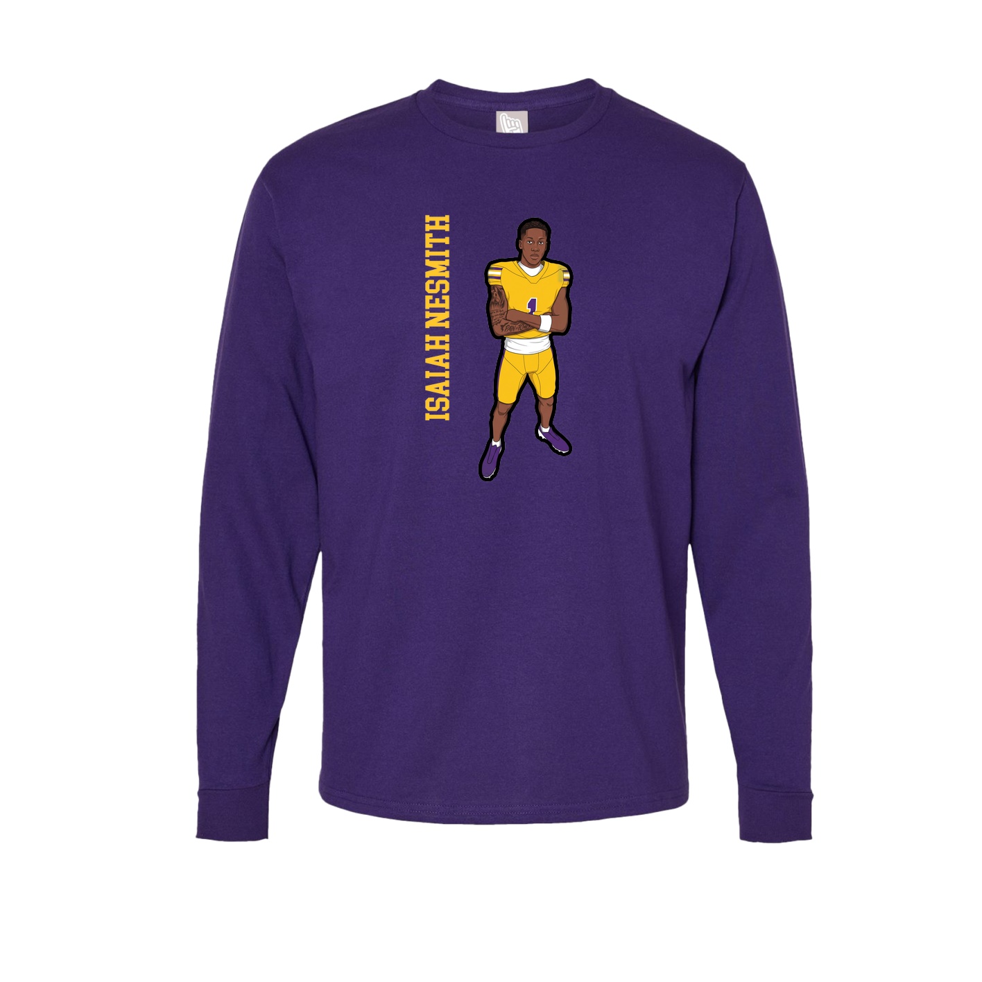 Long Sleeve Tee — Name Vertical in Purple