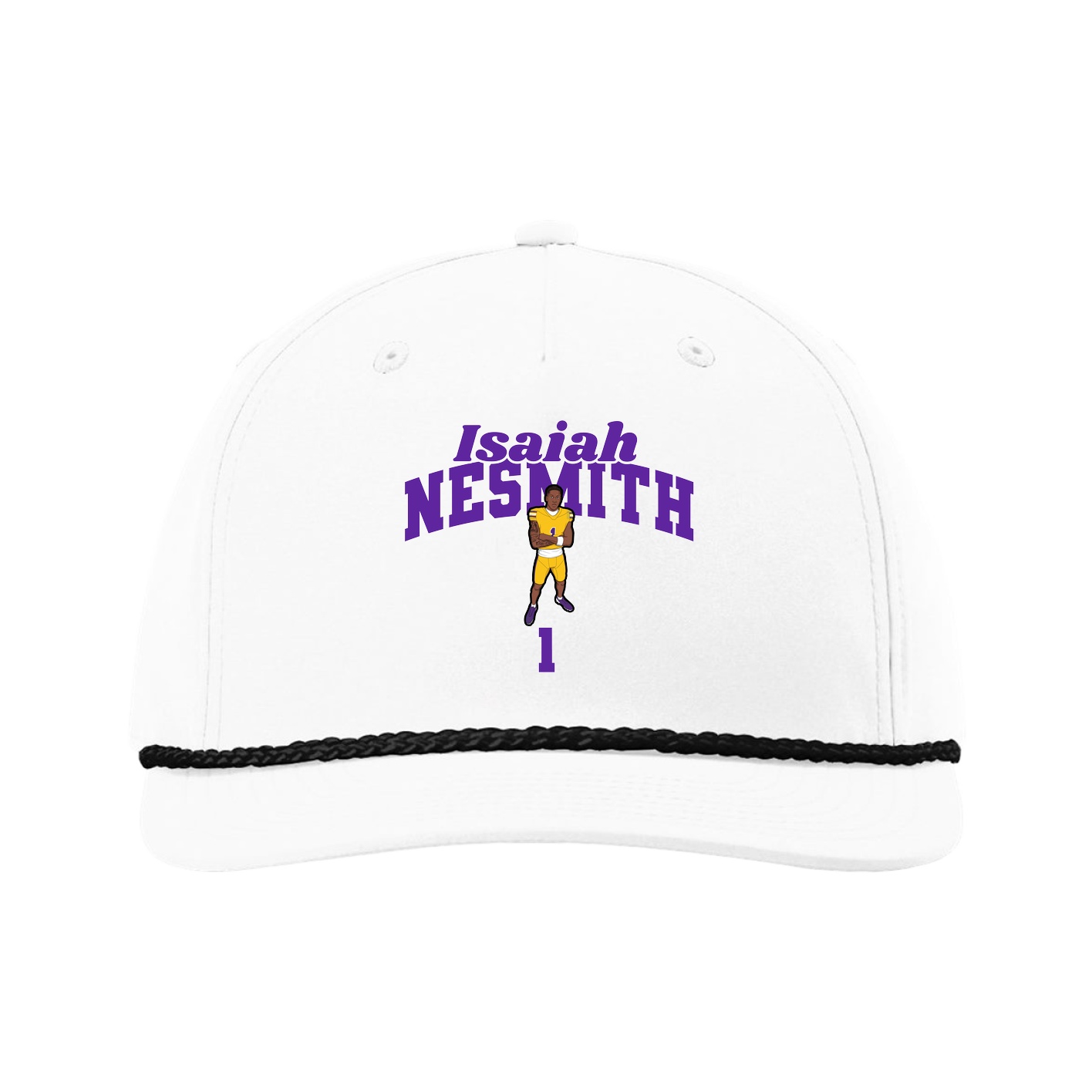 Five-Panel Classic Rope Cap — Signature Arch in White