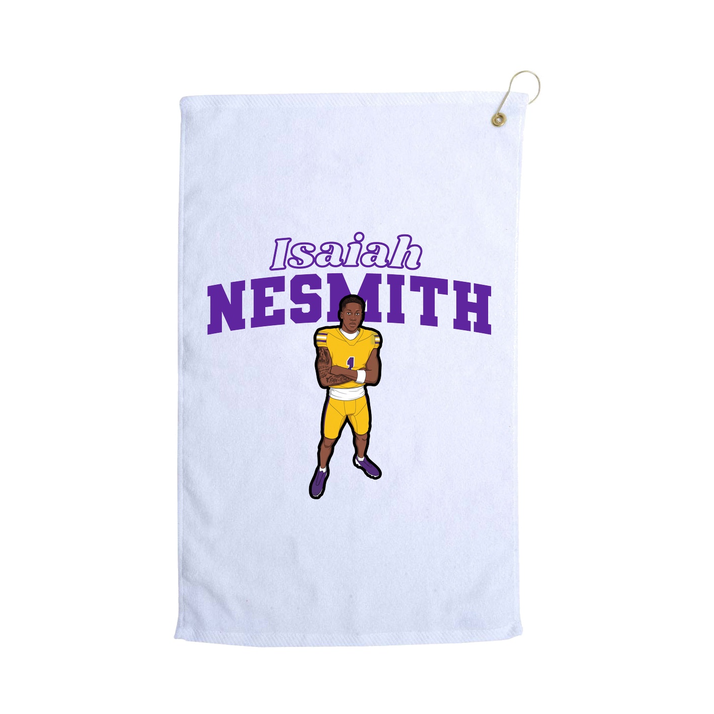 Golf Towel — Name Arch in White