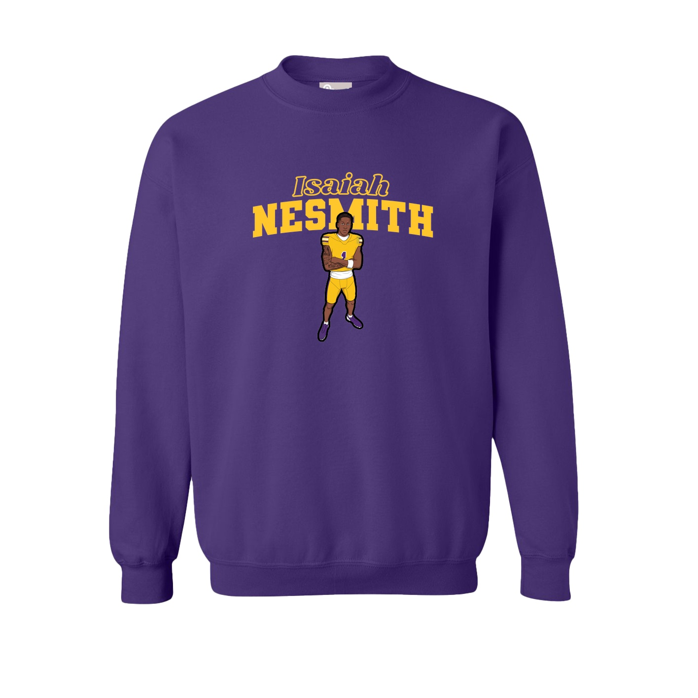 Fleece Crew — Name Arch in Purple