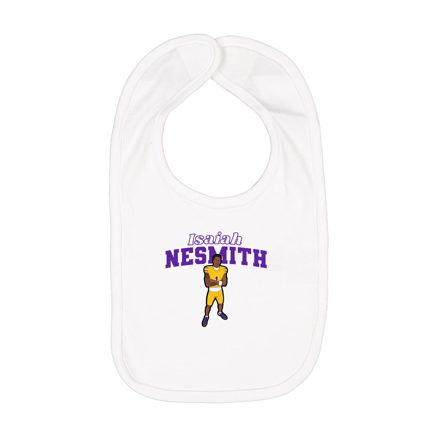 Infant Bib — Name Arch in White