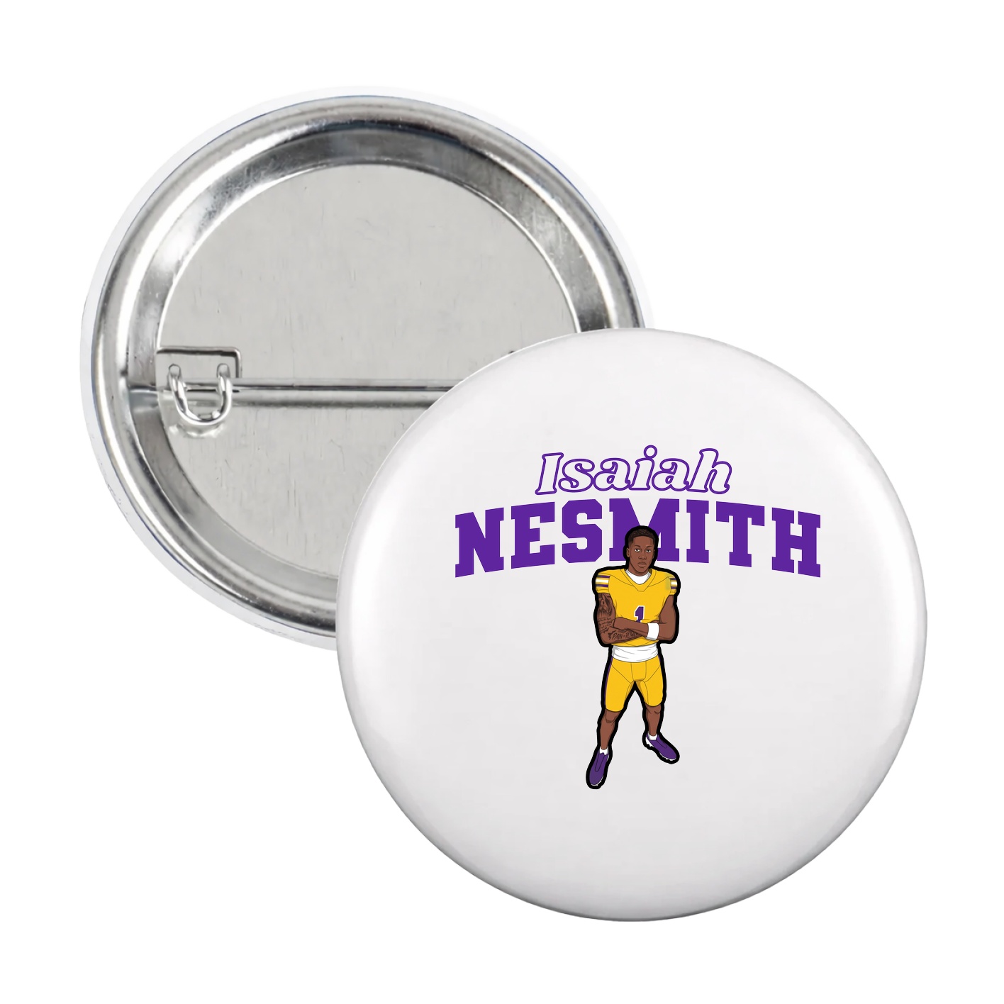Game Day Button — Name Arch in White