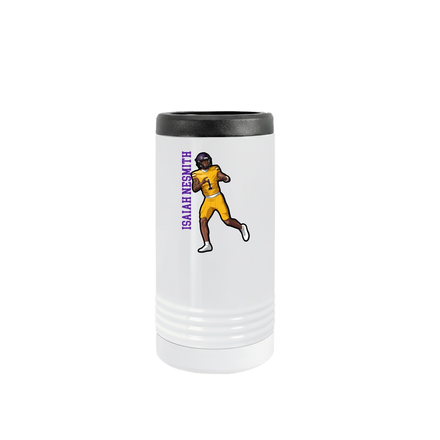 Slim Beverage Holder — Name Vertical in White