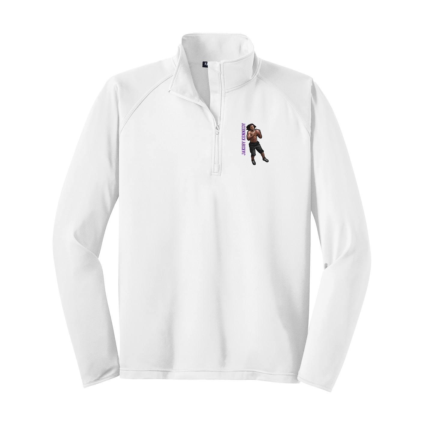 Q-Zip Pullover — Name Vertical in White
