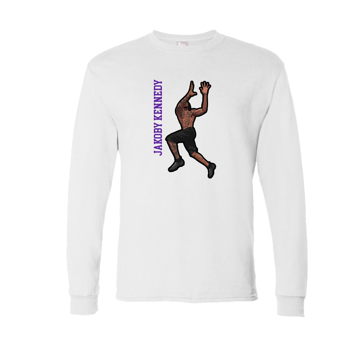 Long Sleeve Tee — Name Vertical in White