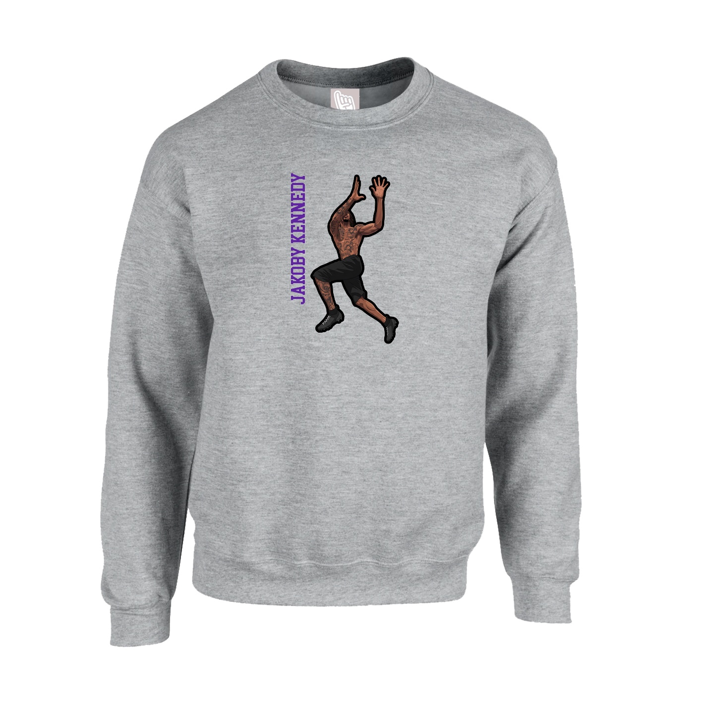 Fleece Crew — Name Vertical in Grey