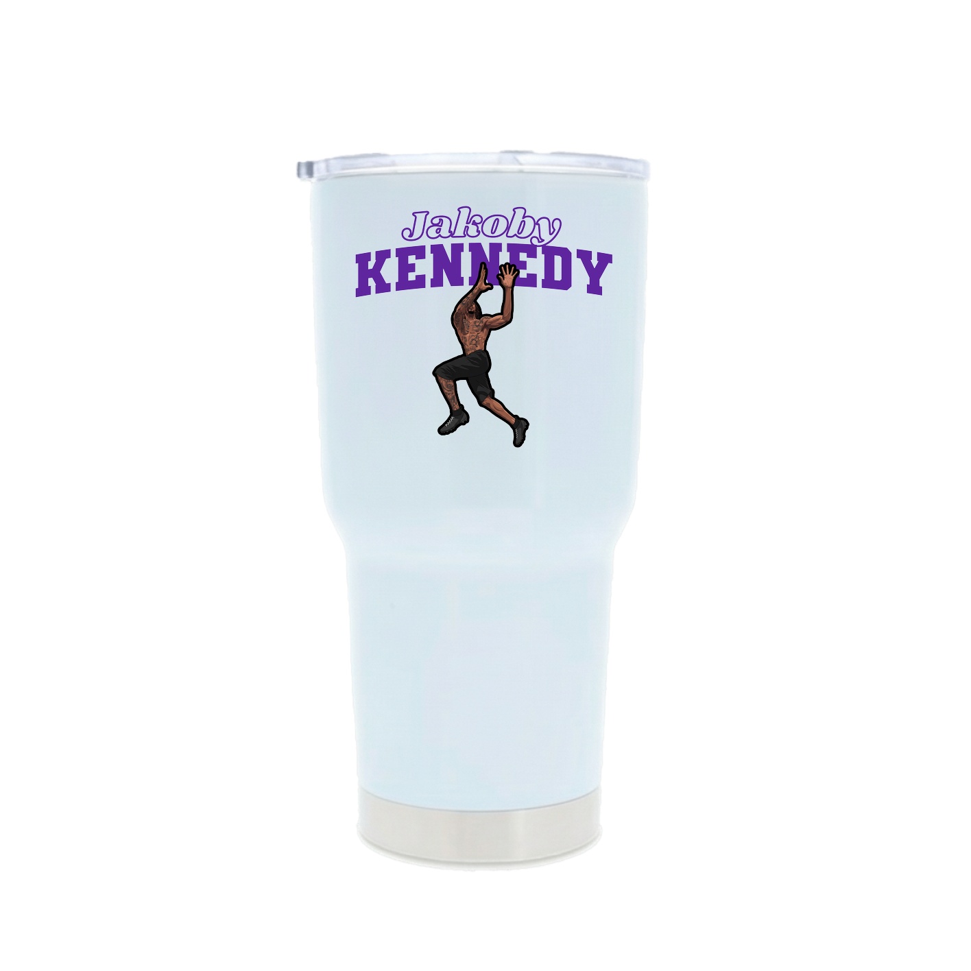 30oz Stainless Steel Tumbler — Name Arch in White