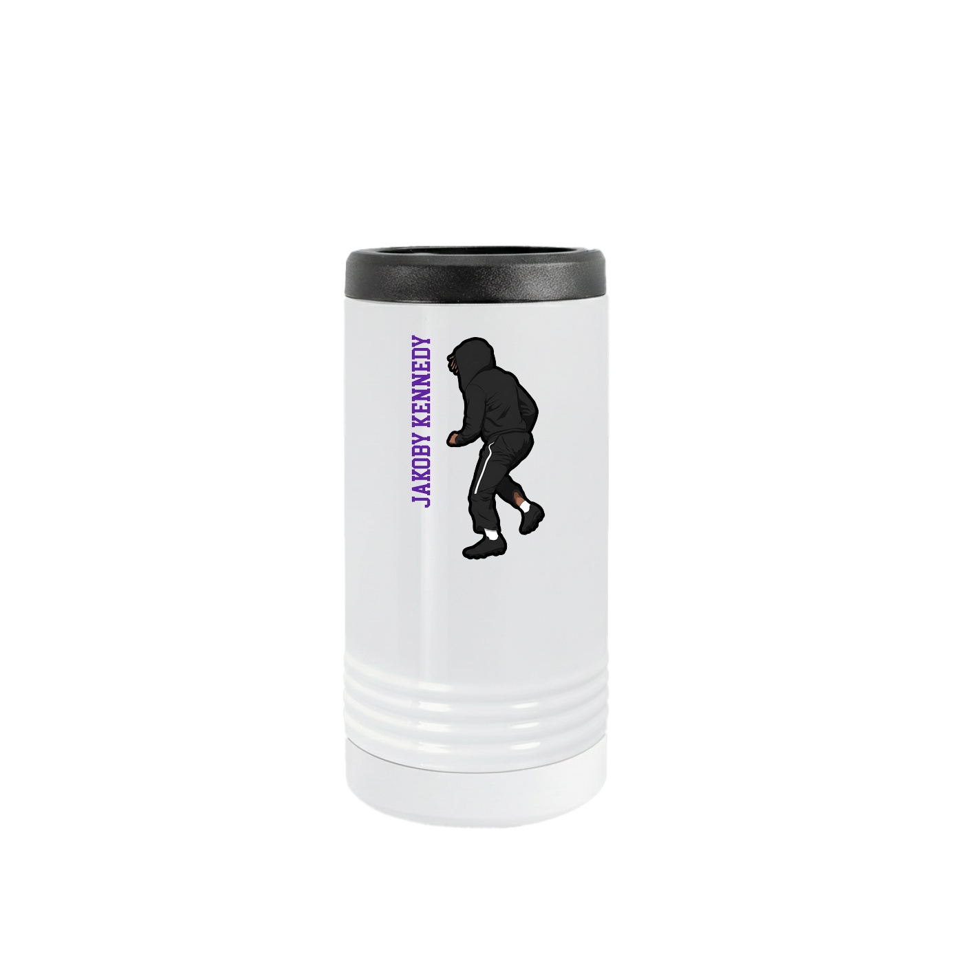 Slim Beverage Holder — Name Vertical in White
