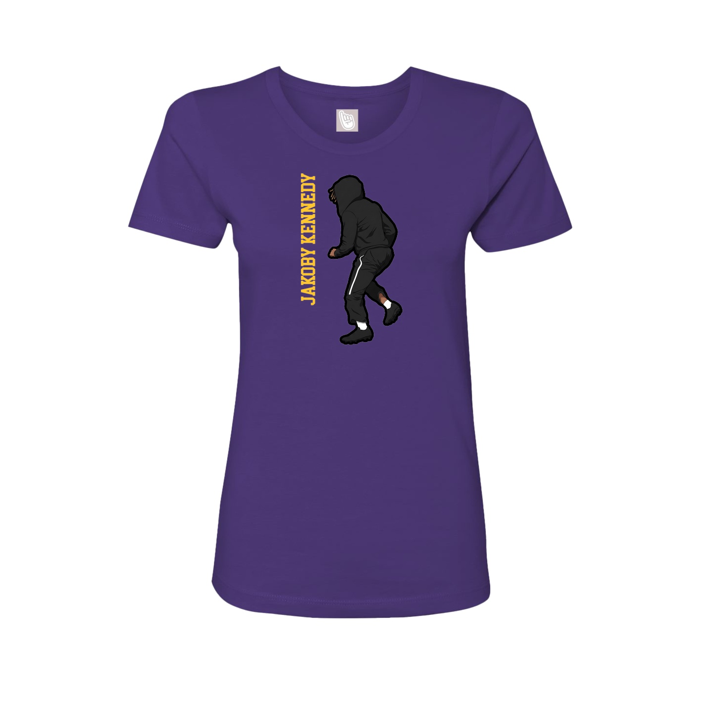 Fitted Women's Tee — Name Vertical in Purple