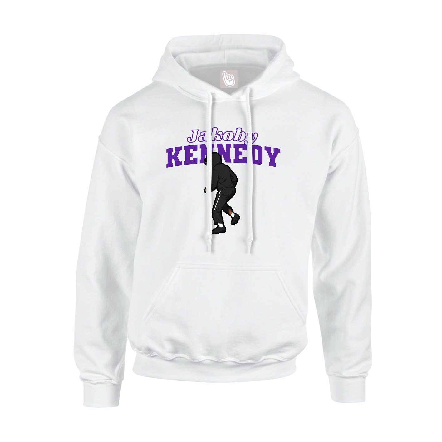 Youth Hoodie — Name Arch in White
