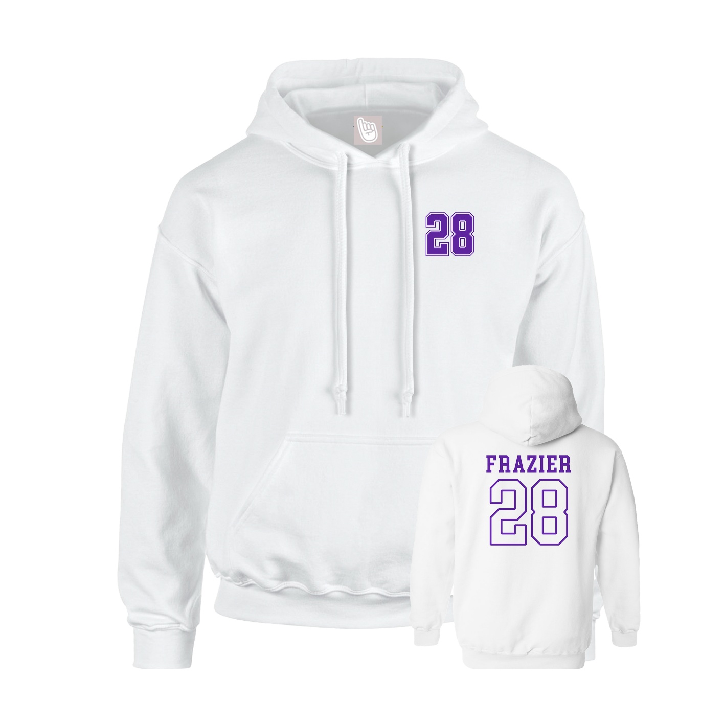 Youth Hoodie — Chest Back in White