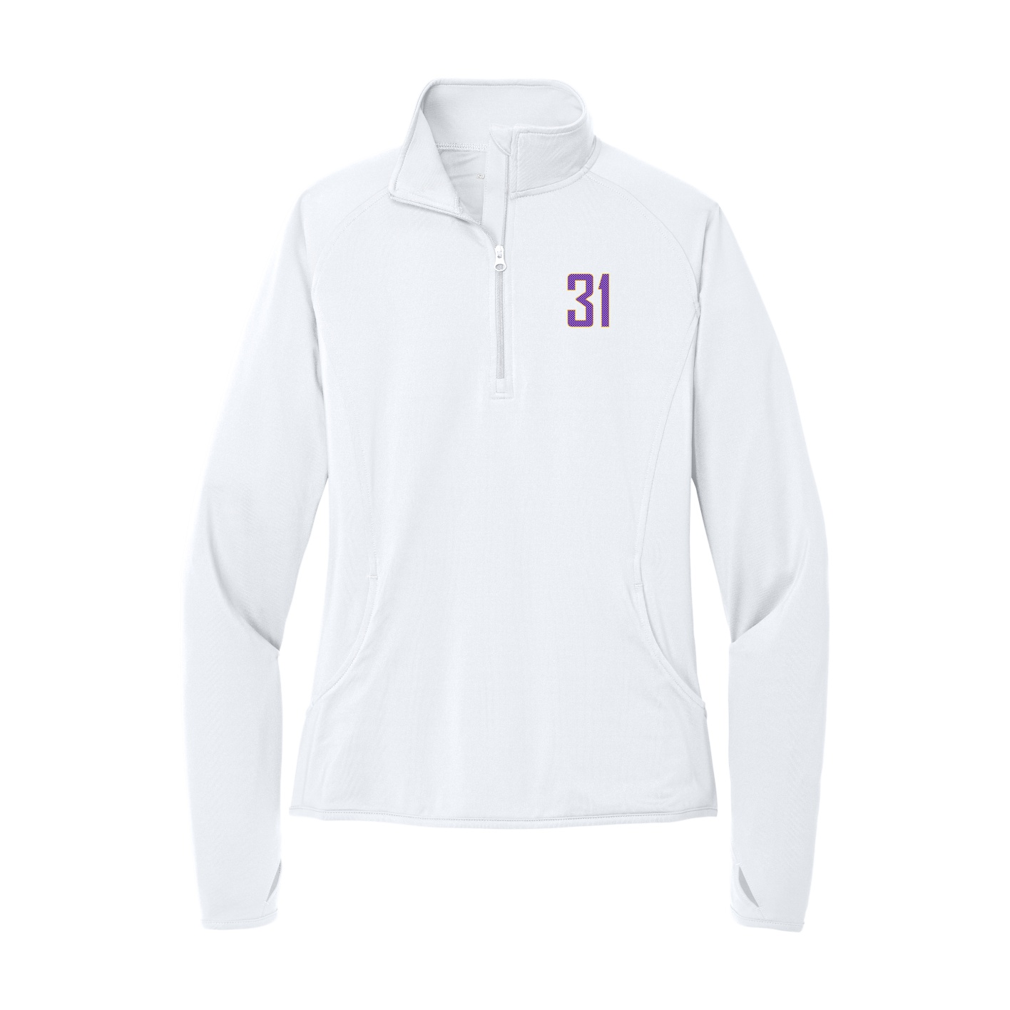 Women's Q-Zip Pullover — Front Shirsy in White
