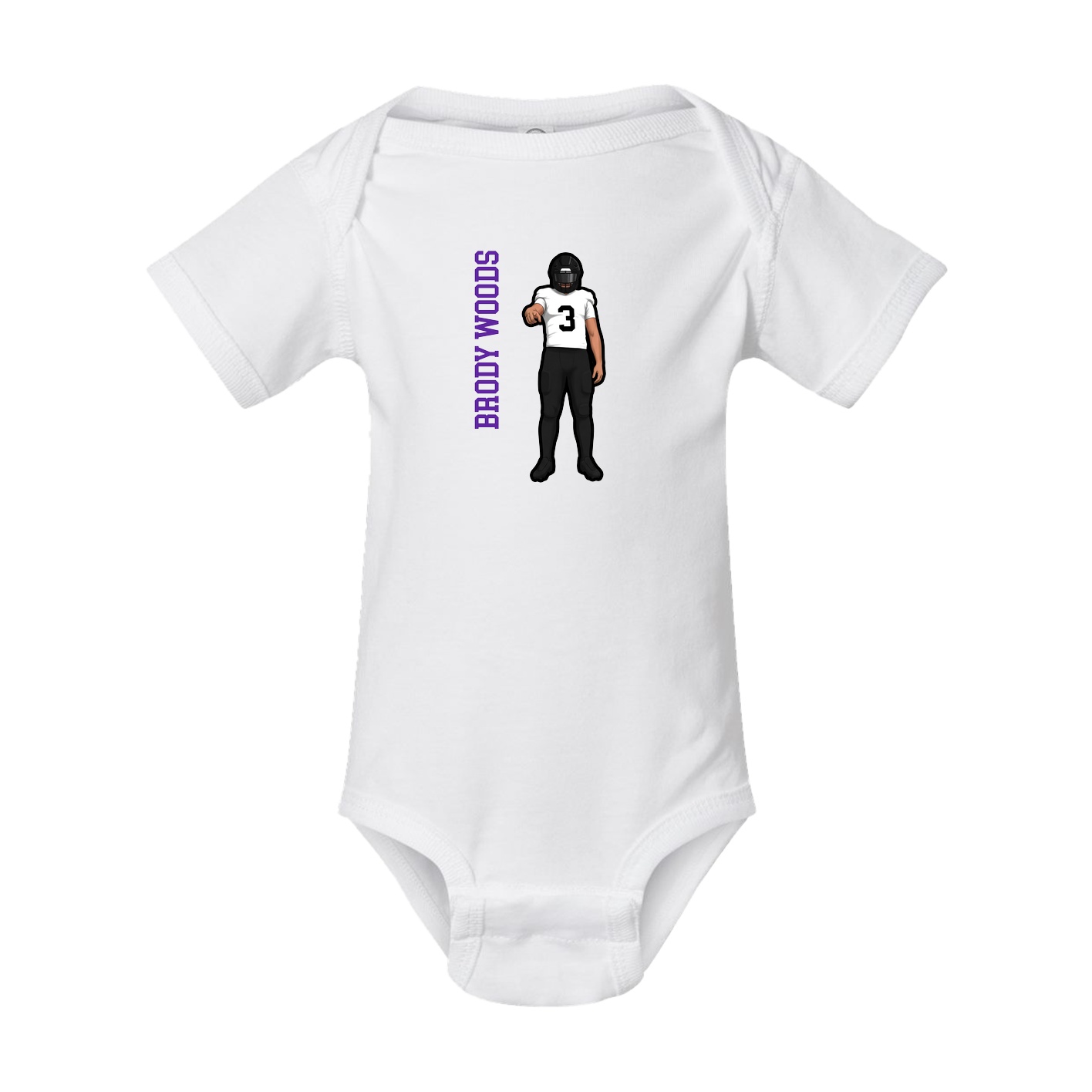 Baby Onesie — Name Vertical in White