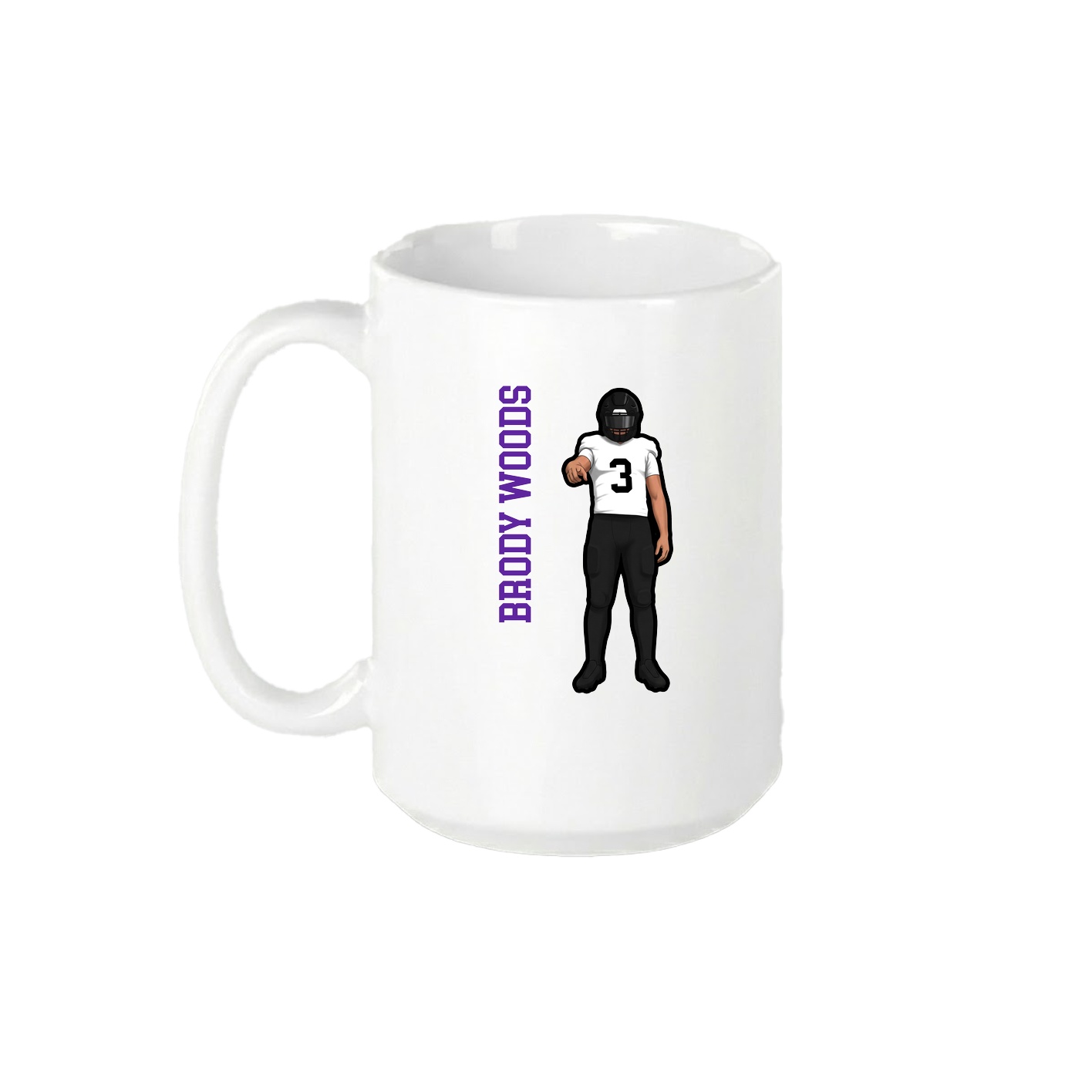15oz Coffee Mug — Name Vertical in White