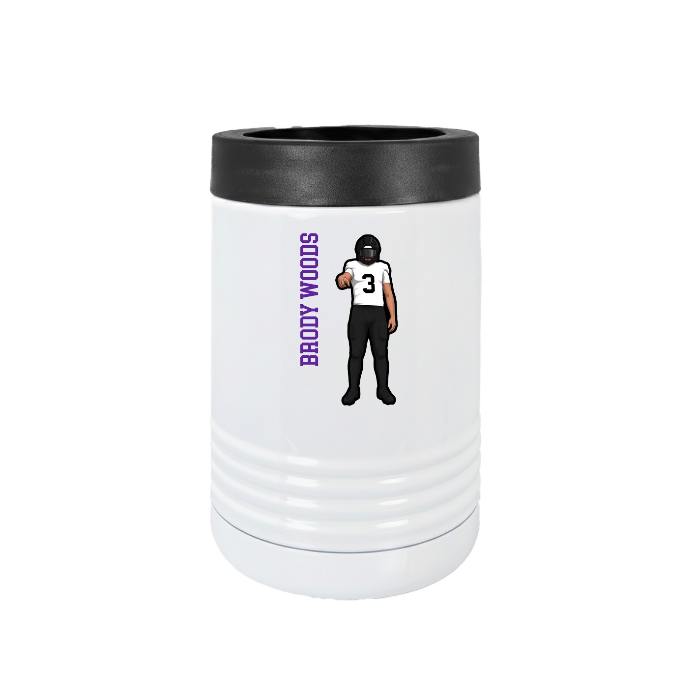 Beverage Holder — Name Vertical in White