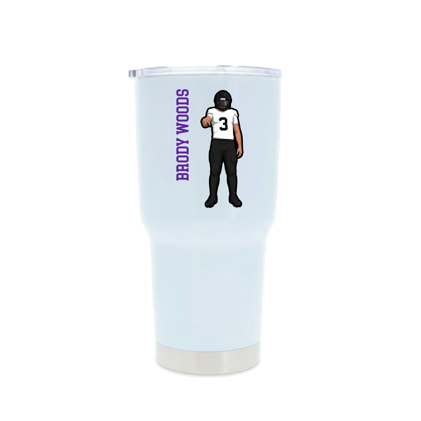 30oz Stainless Steel Tumbler — Name Vertical in White
