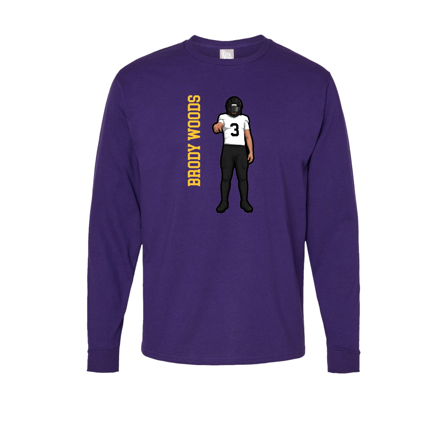 Long Sleeve Tee — Name Vertical in Purple