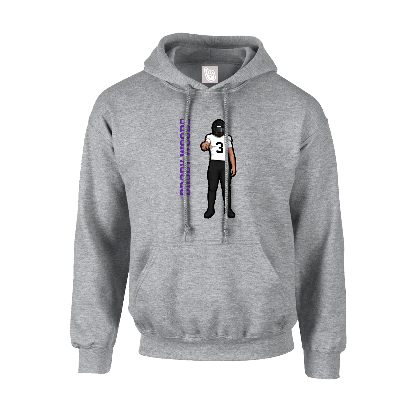 Youth Hoodie — Name Vertical in Grey