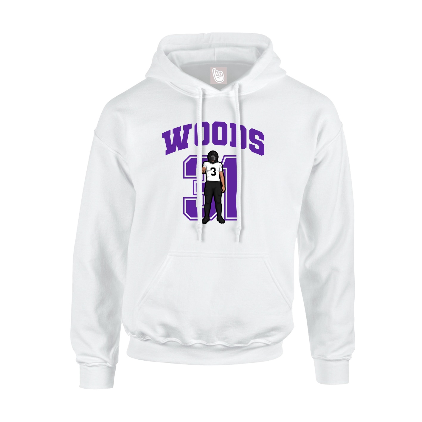 Youth Hoodie — Number in White