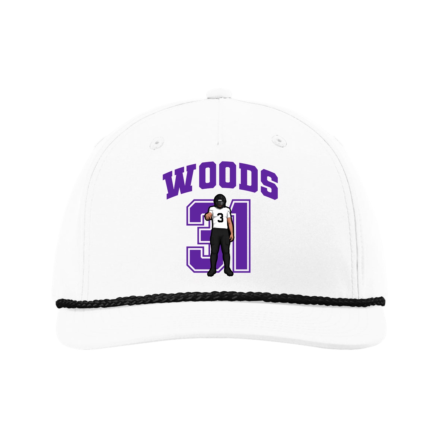 Five-Panel Classic Rope Cap — Number in White
