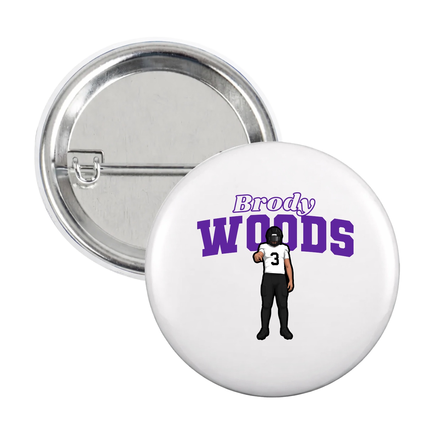Game Day Button — Name Arch in White
