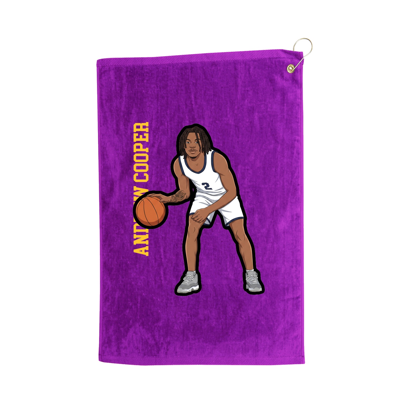 Golf Towel — Name Vertical in Purple