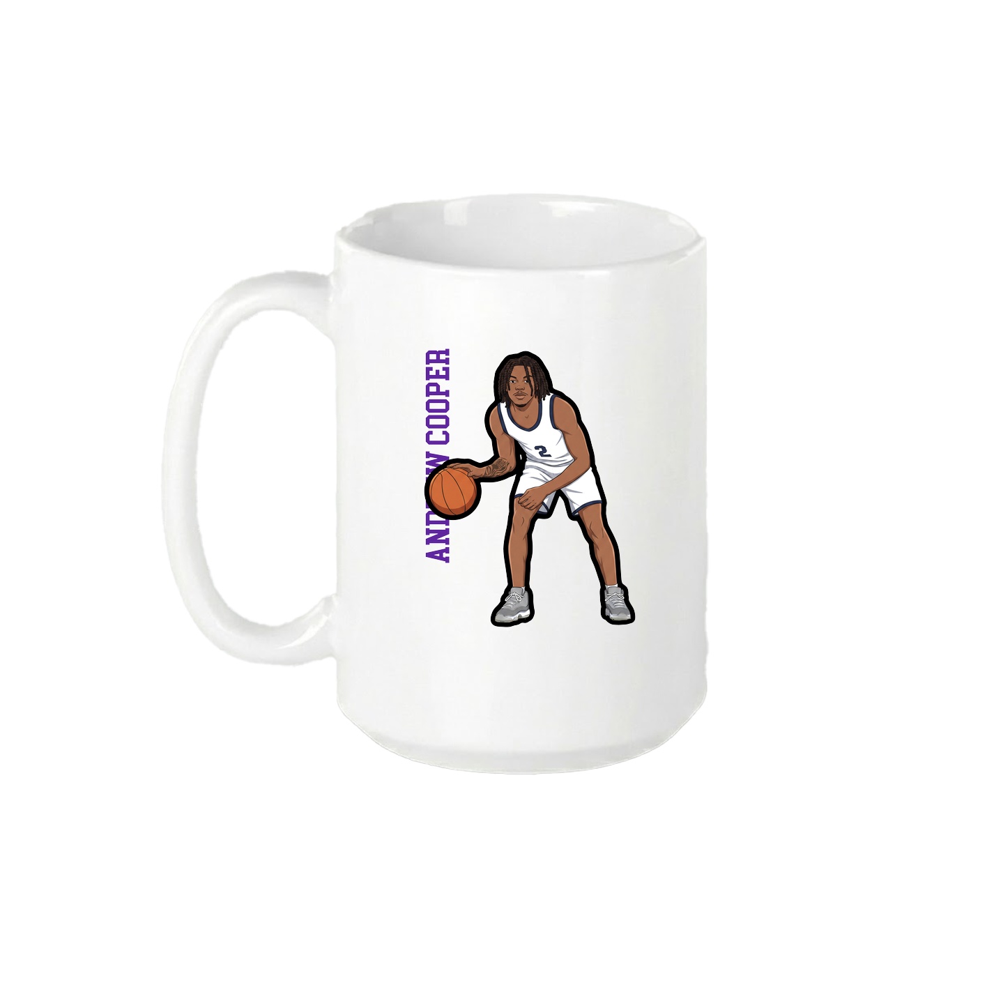 15oz Coffee Mug — Name Vertical in White