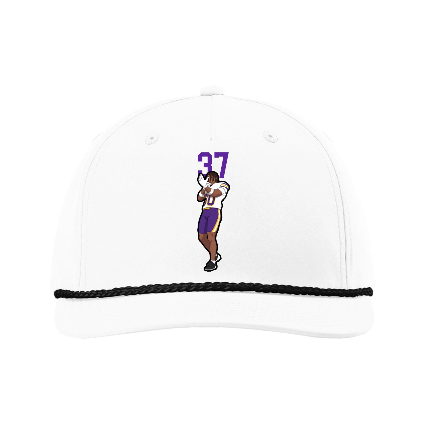 Five-Panel Classic Rope Cap — Number Top in White
