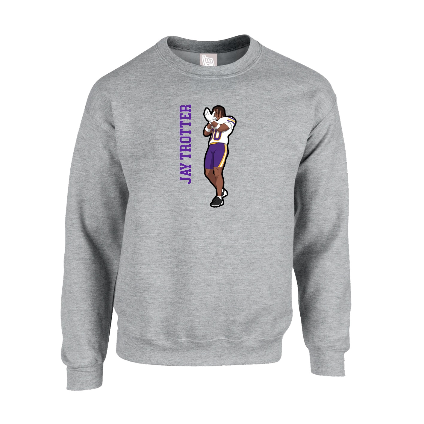 Fleece Crew — Name Vertical in Grey