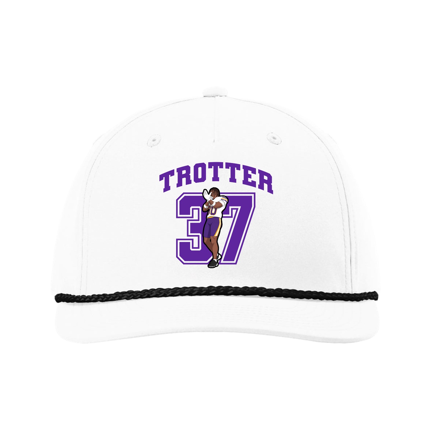 Five-Panel Classic Rope Cap — Number in White