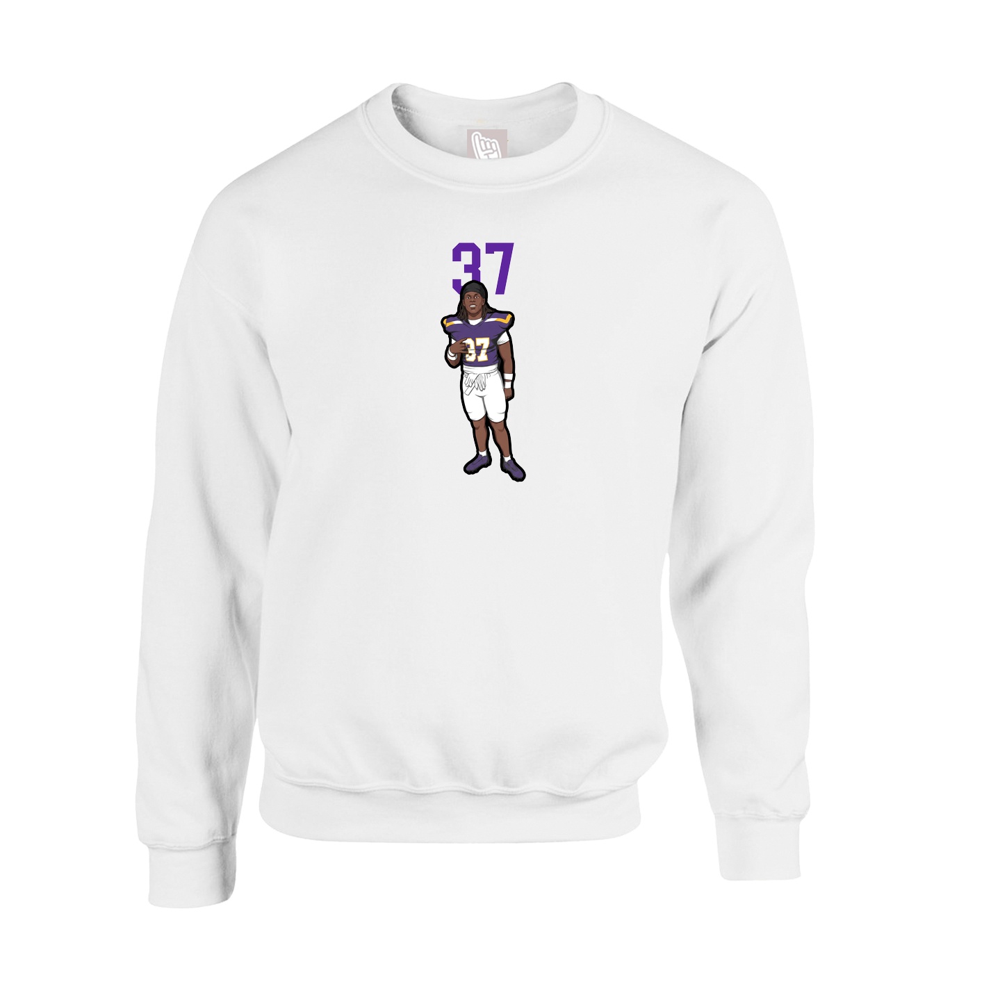 Fleece Crew — Number Top in White
