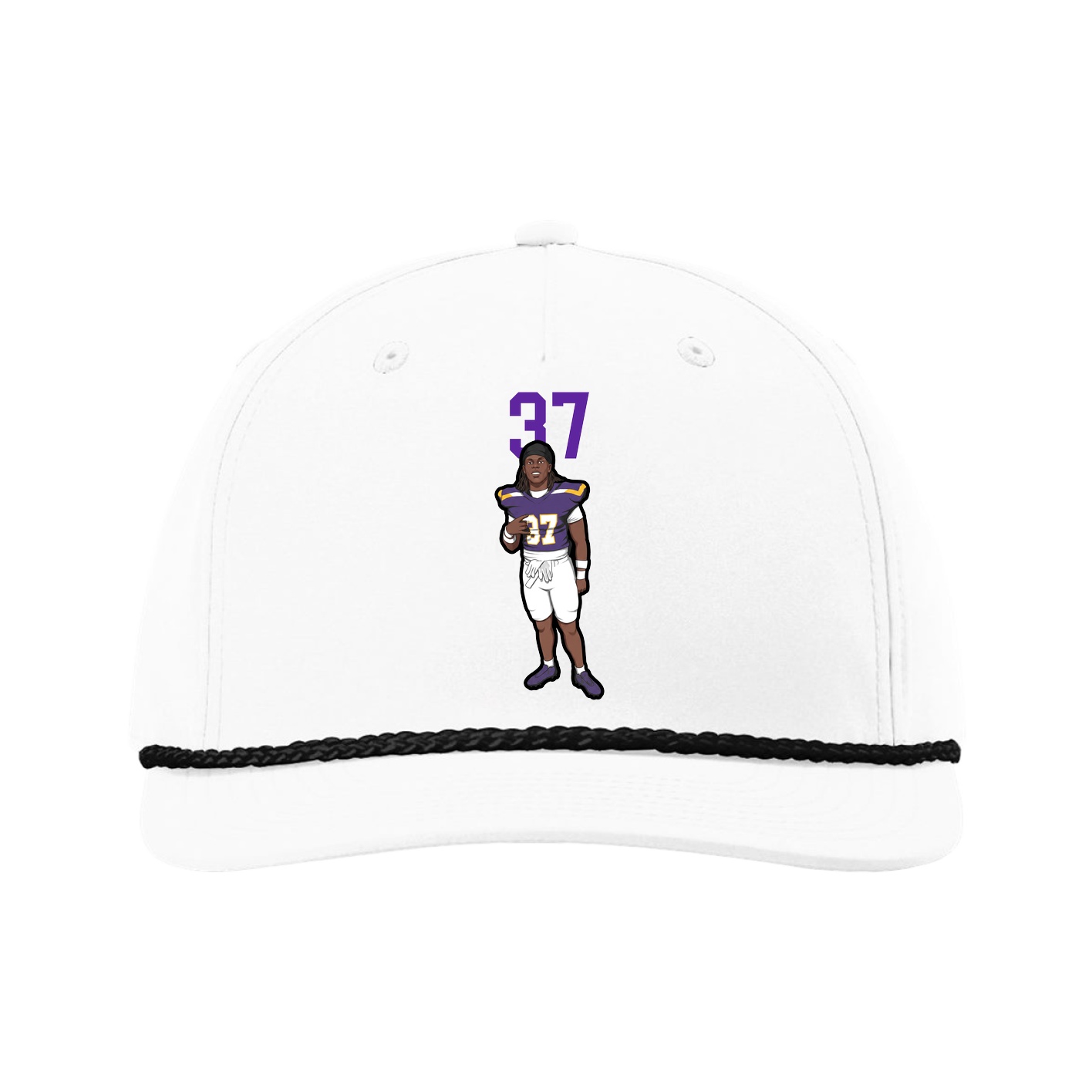 Five-Panel Classic Rope Cap — Number Top in White