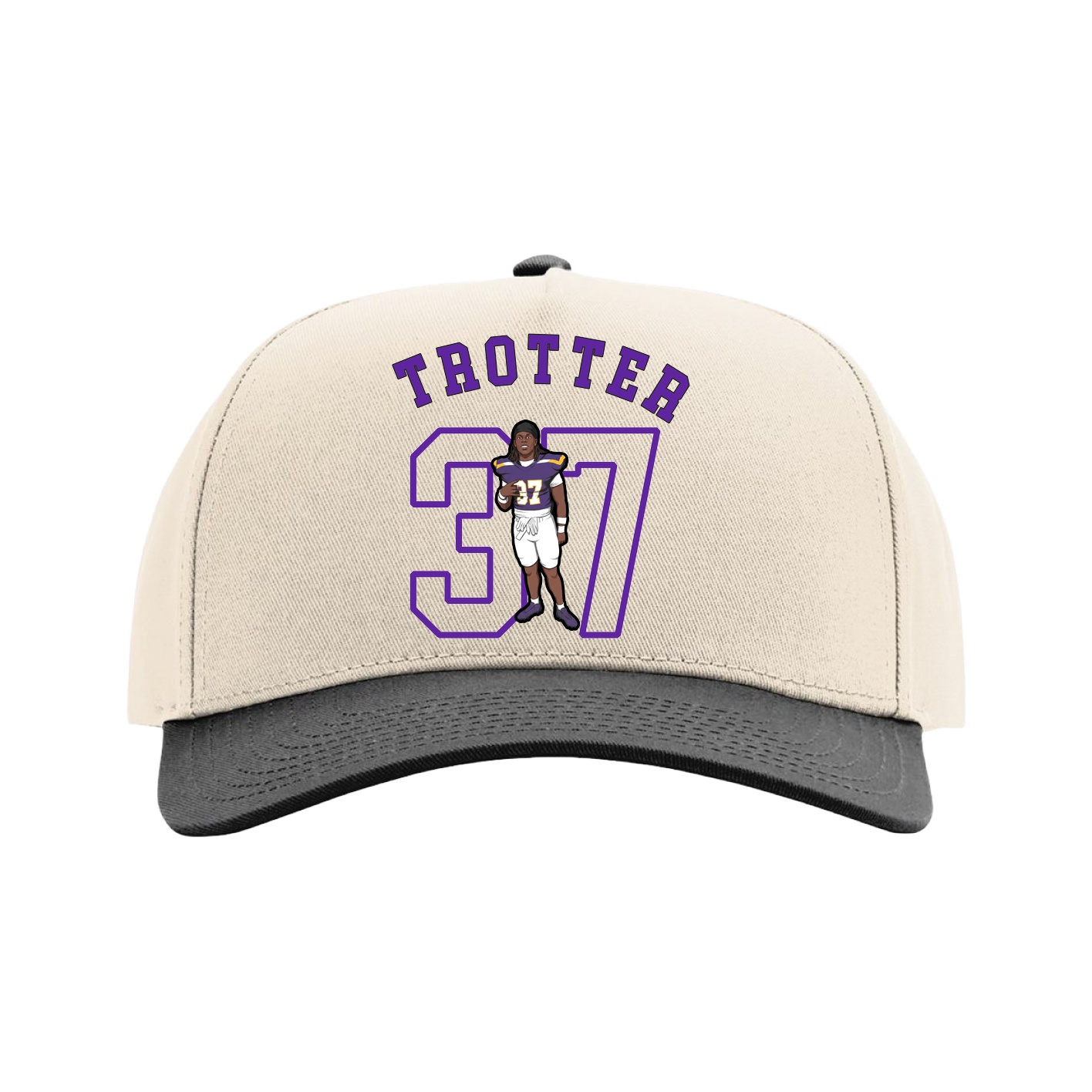 Full Fabric Five-Panel Champ Cap — Shirsey Arch in Cream/Black