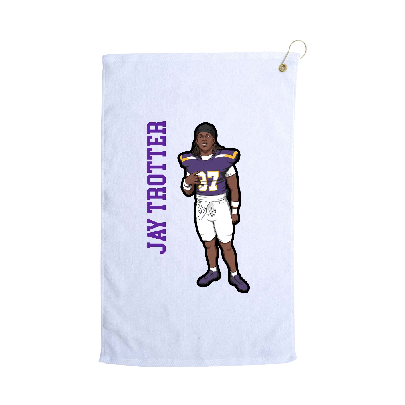 Golf Towel — Name Vertical in White