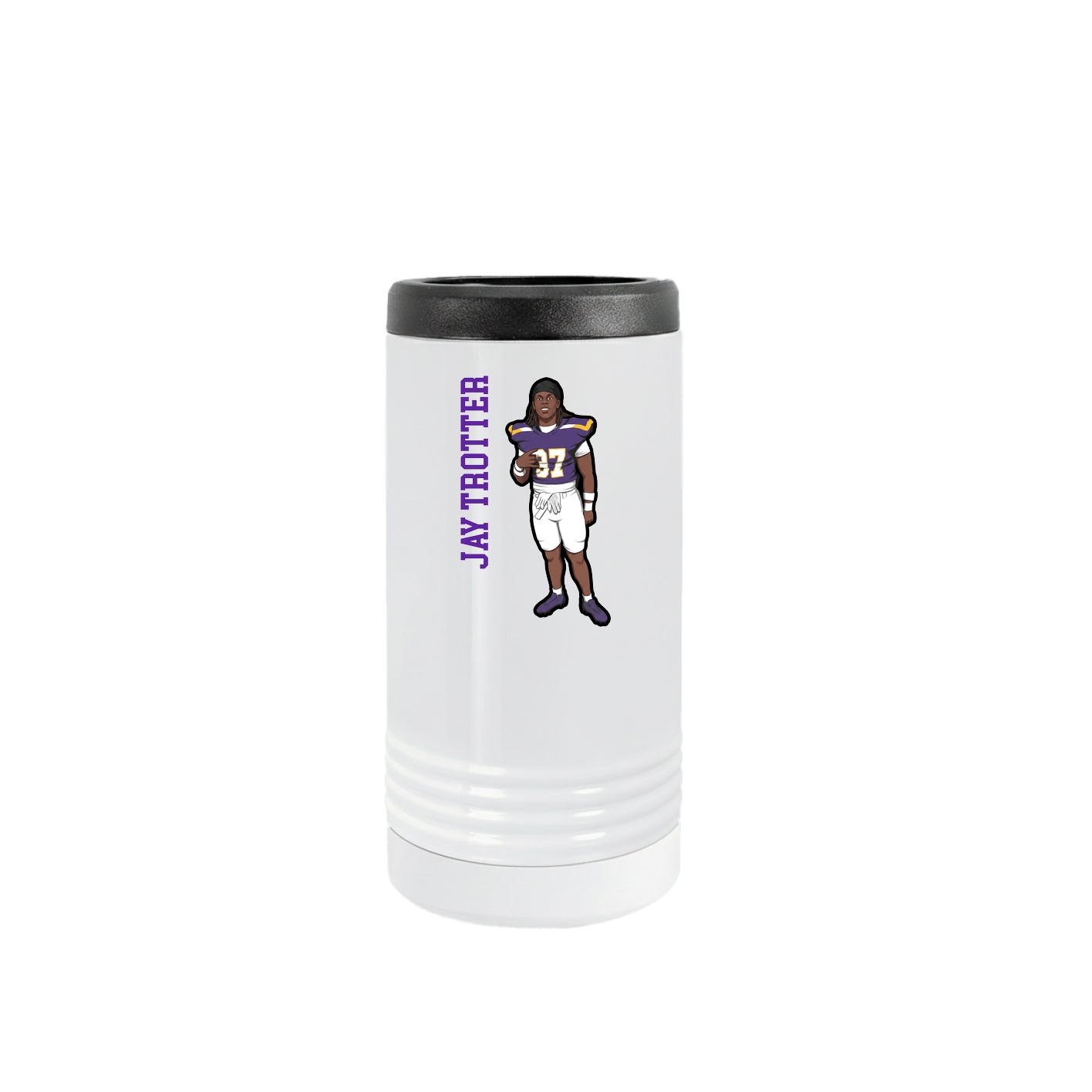 Slim Beverage Holder — Name Vertical in White