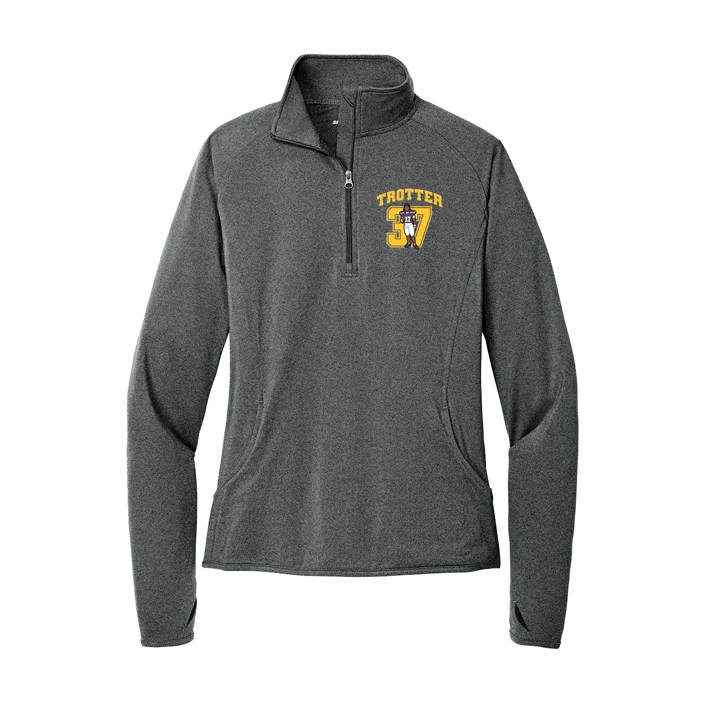 Women's Q-Zip Pullover — Number in Grey