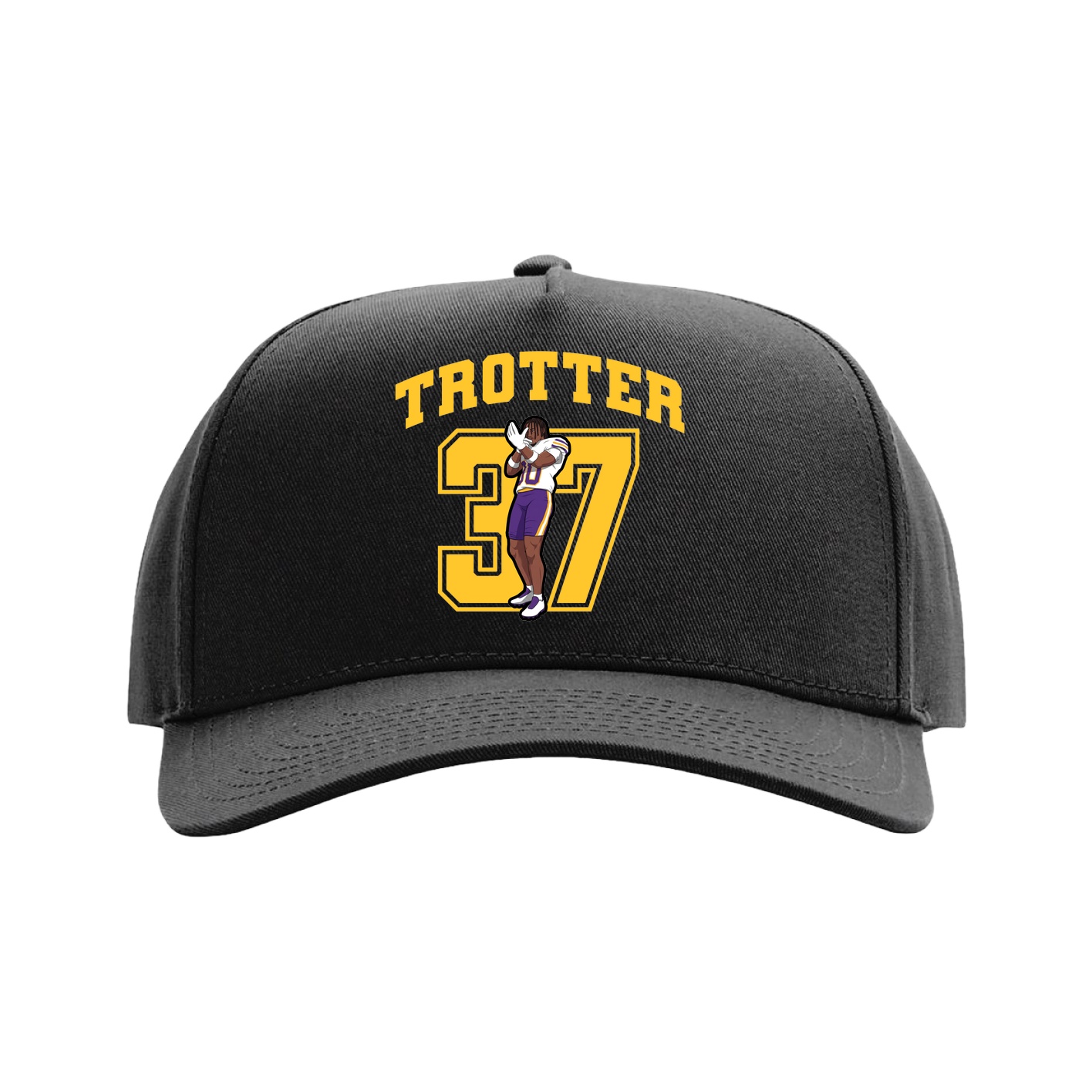 Full Fabric Five-Panel Champ Cap — Number in Black