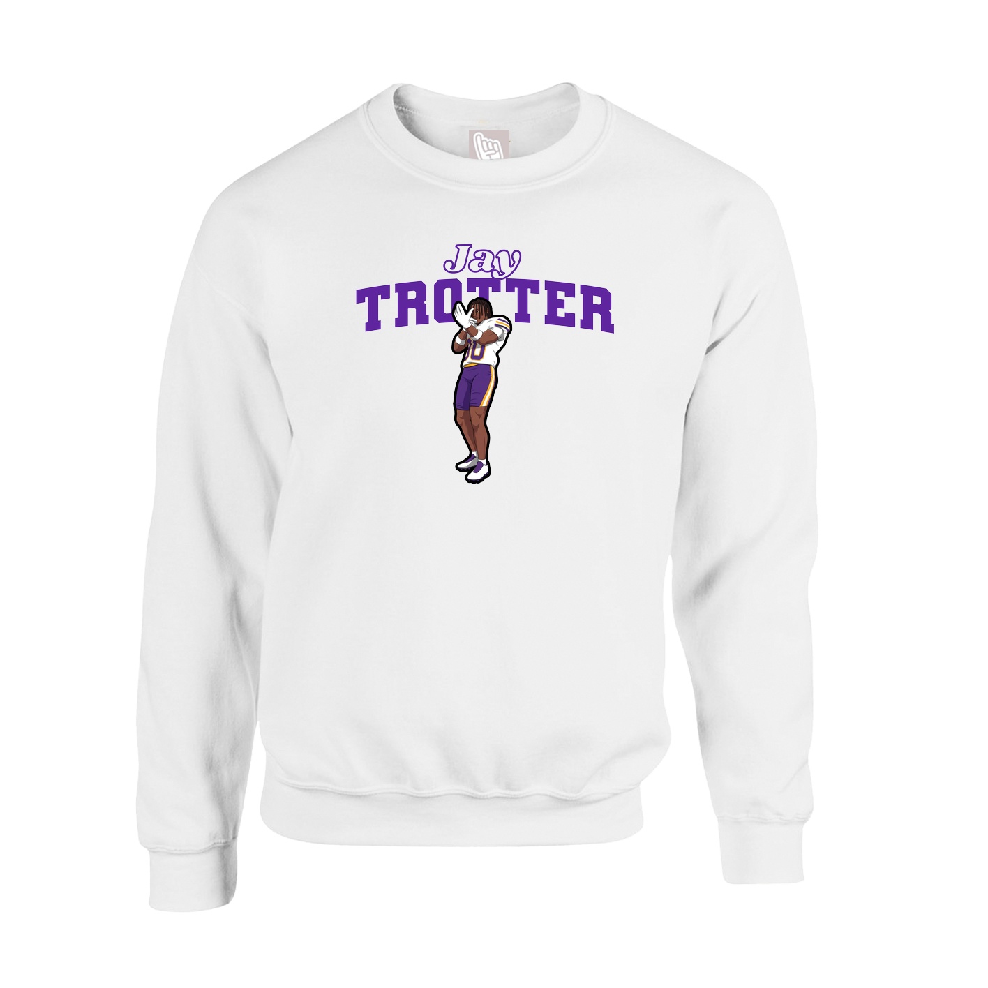 Fleece Crew — Name Arch in White
