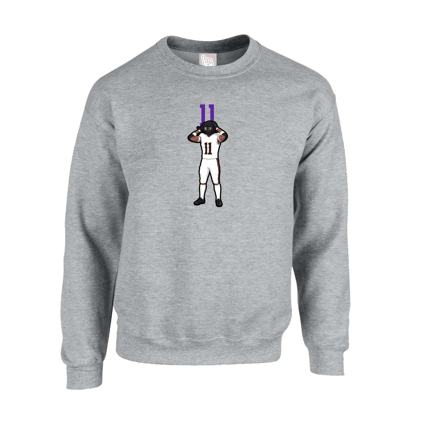 Fleece Crew — Number Top in Grey