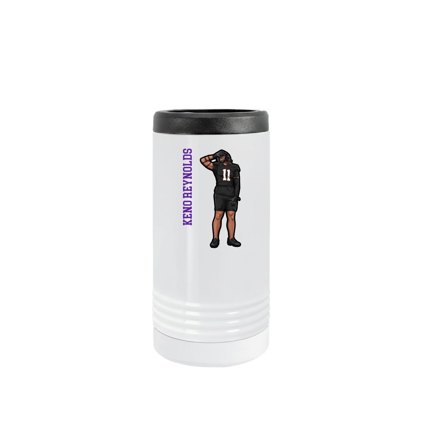 Slim Beverage Holder — Name Vertical in White
