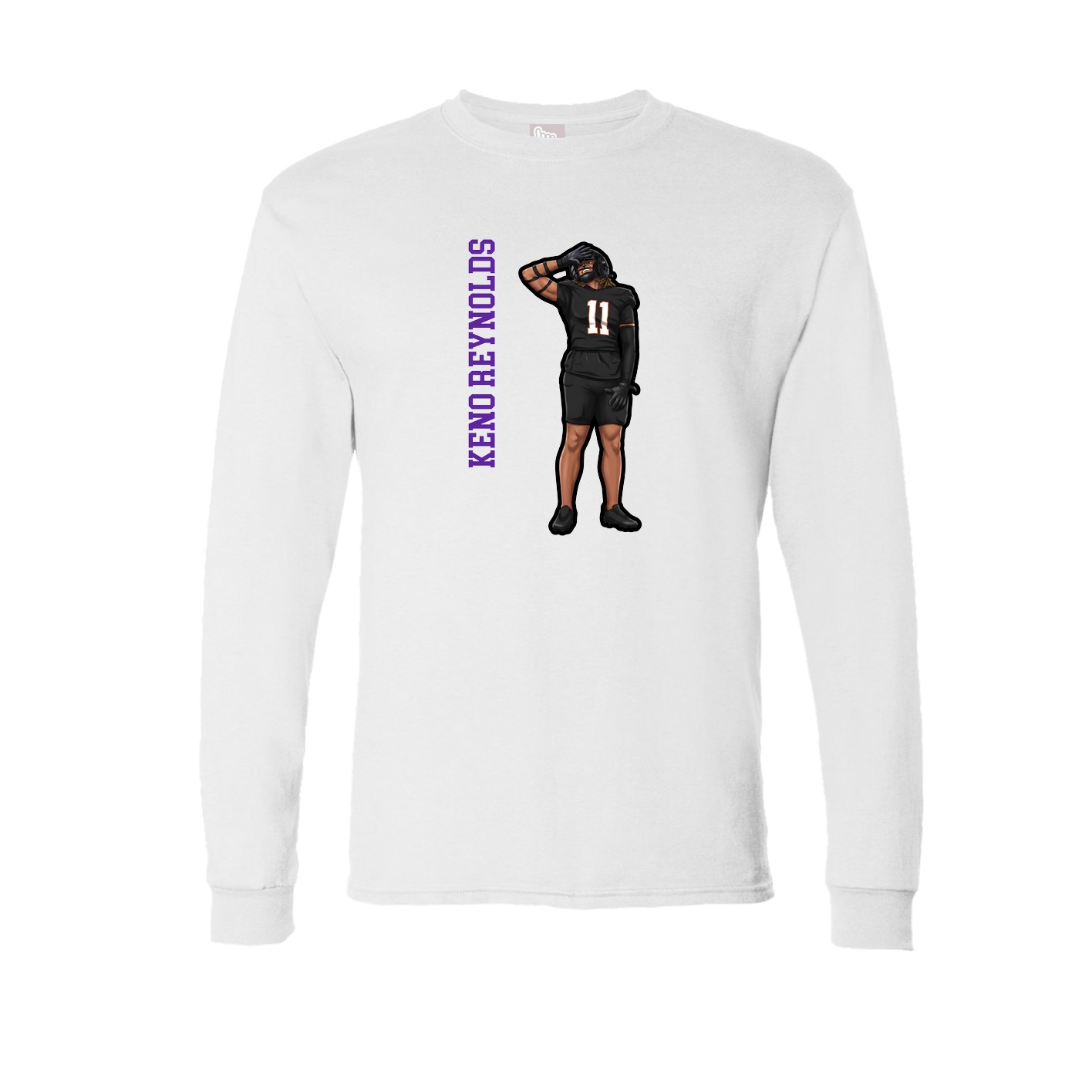 Long Sleeve Tee — Name Vertical in White