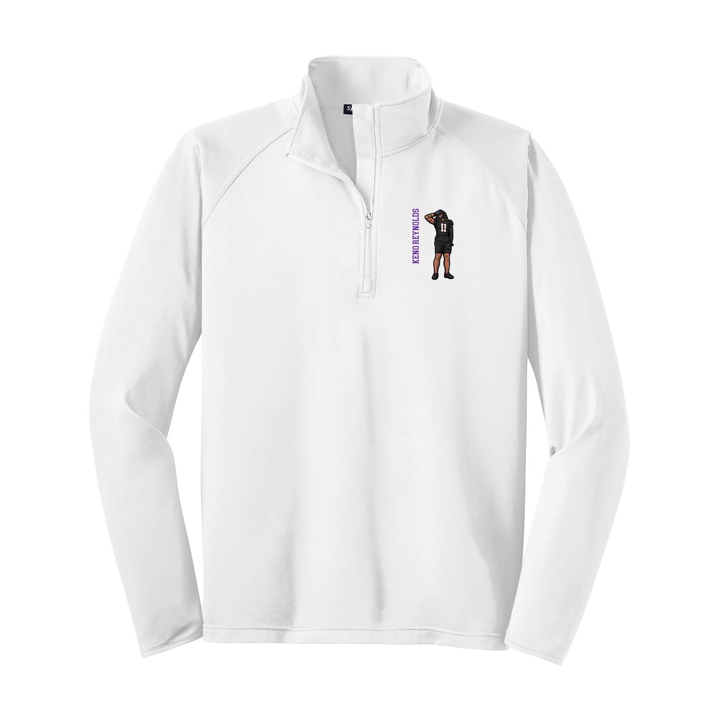 Q-Zip Pullover — Name Vertical in White