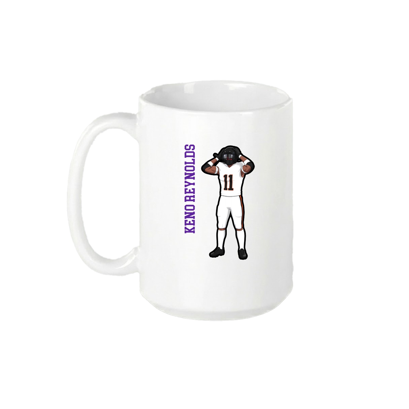 15oz Coffee Mug — Name Vertical in White