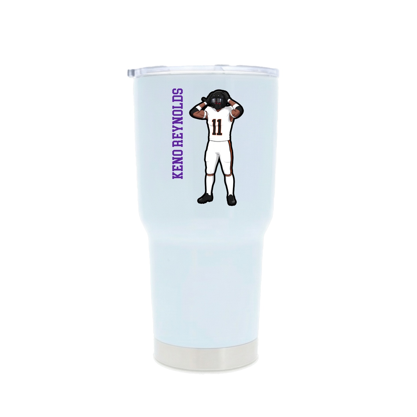 30oz Stainless Steel Tumbler — Name Vertical in White