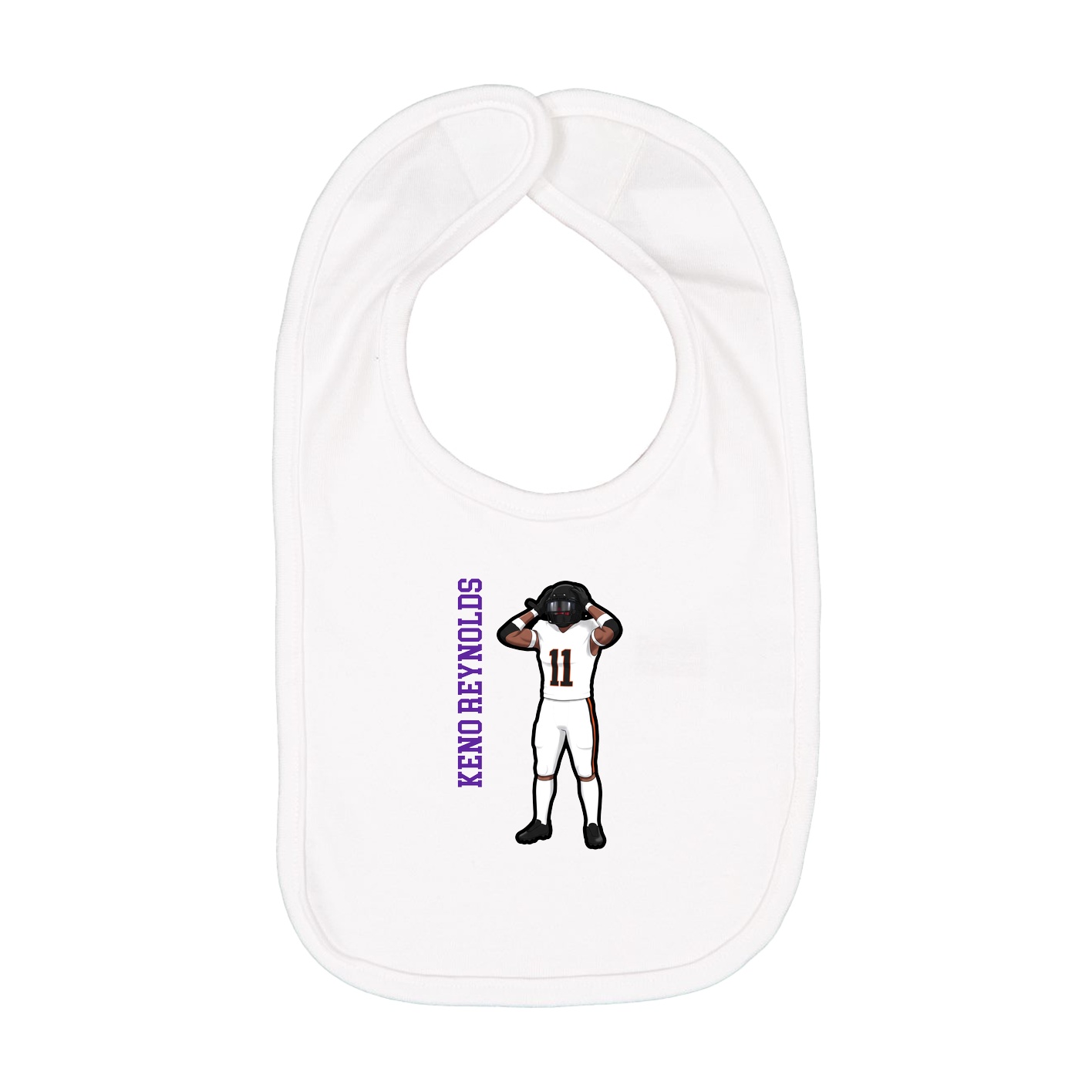 Infant Bib — Name Vertical in White