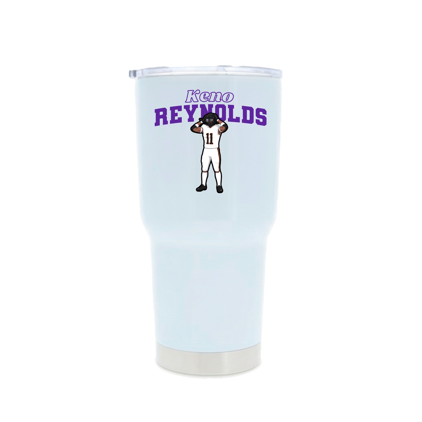 30oz Stainless Steel Tumbler — Name Arch in White
